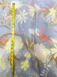 Premium Lavender-Grey Floral Botanical Printed Cotton Kota Doria Fabric