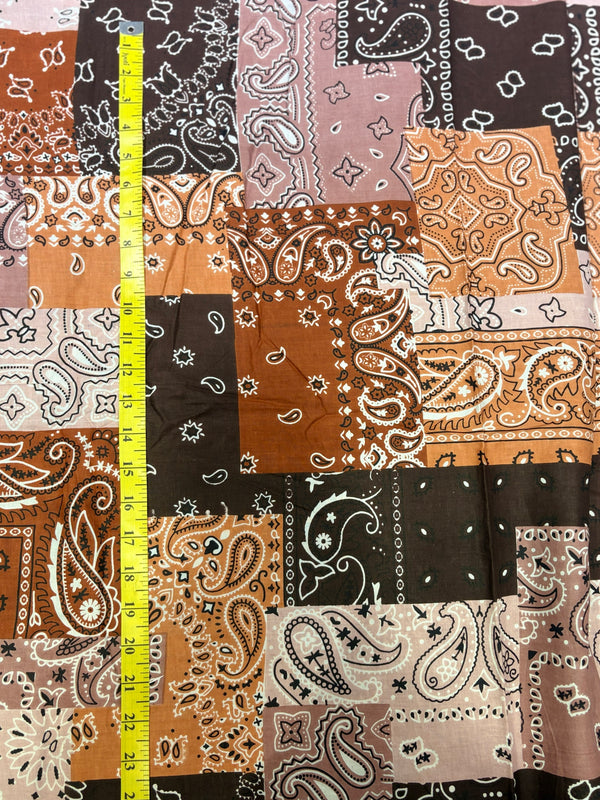 Premium Earthy Bandana Patchwork Printed Cotton Fabric