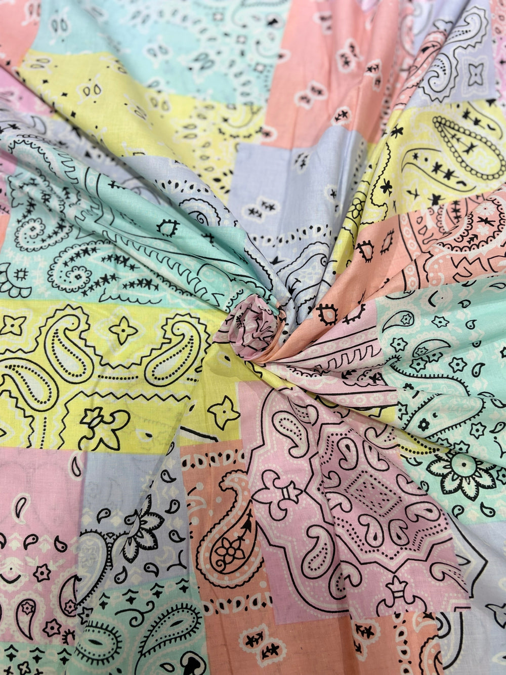 Premium Pastel Bandana Patchwork Printed Cotton Fabric