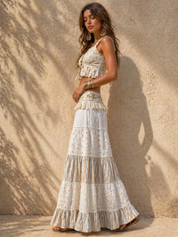 Desert Muse Tiered Lace Maxi Skirt