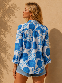 Mediterranean Citrus Botanical Oversized Resort Shirt