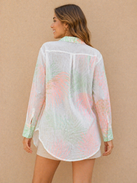 Tropic Horizon High-Low Linen-Blend Shirt