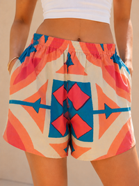 Midnight Oasis Geometric High-Waisted Shorts