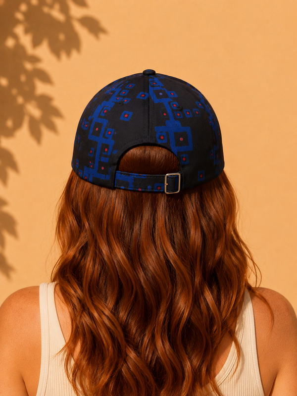 Geometric Indigo Print Unisex Cotton Cap