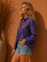 Abstract Graphic Print Oversized Resort Shirt