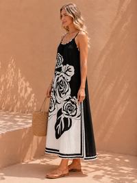 Midnight Rose Monochrome Maxi Slip Dress