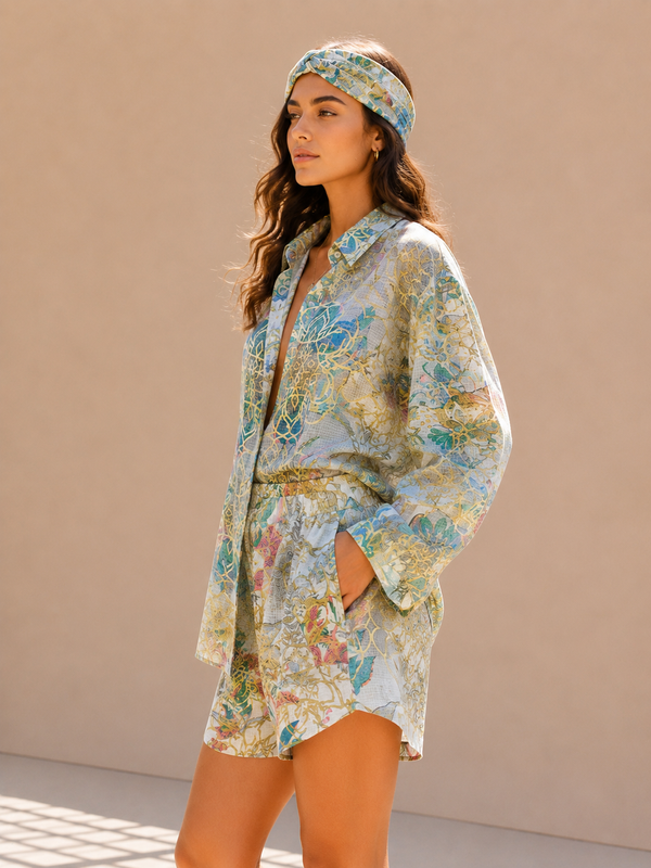 Gilded Vineyard Cotton Short & Shirt Co-ord Set
