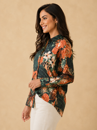 Tropicana Jungle Print Cotton Button-Down Shirt