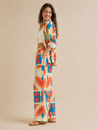 Tropical/Resort Vibe  Sunset Geo Abstract Print Resort Co-ord Set