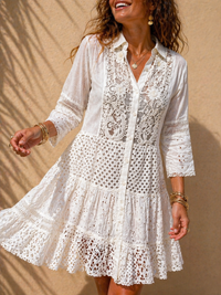 Vintage Lace Romance Shirt Dress