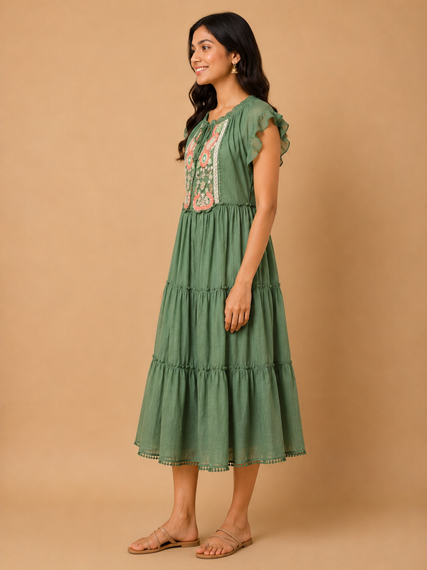 Azure Dream Patchwork Paisley Maxi Dress