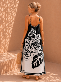 Midnight Rose Monochrome Maxi Slip Dress