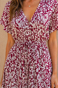 Ruby Petal Front-Slit Maxi Dress