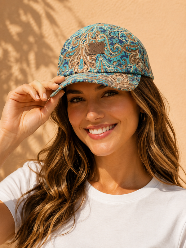 AK Designs Paisley Printed Cotton Baseball Cap