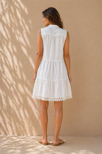 Sun-Drenched Eyelet Embroidered Mini Dress