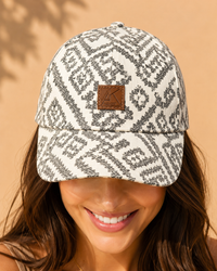 Monochrome Aztec Geometric Unisex Cotton Cap