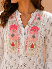 Meadow Breeze Embroidered Tiered Dress