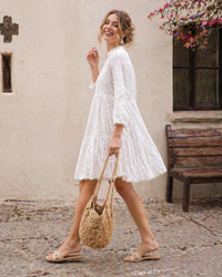 Azure Mosaic Knee-Length Shirt Dress