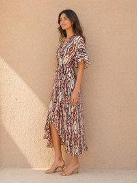Sahara Mirage Ikat Wrap Maxi Dress