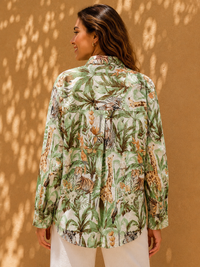 AK Designs Safari Jungle Botanical Printed Cotton Shirt