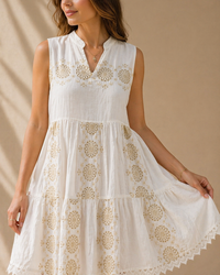 Sun-Drenched Eyelet Embroidered Mini Dress