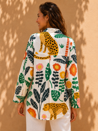 AK Designs Wild Botanical & Leopard Printed Cotton Shirt