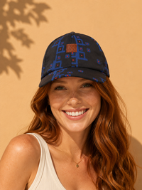 Geometric Indigo Print Unisex Cotton Cap