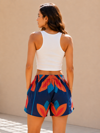 Midnight Tropic Abstract Floral Shorts