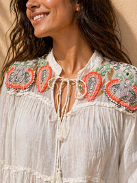 Women’s Boho Embroidered Loose Fit Top – Summer Beach TOP