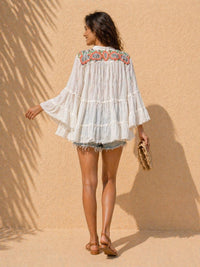 Women’s Boho Embroidered Loose Fit Top – Summer Beach TOP