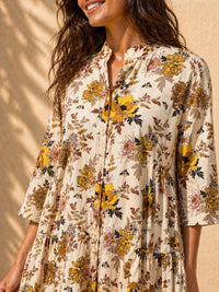 Elegant Floral Printed Tiered Mini Dress for Women – Casual Summer Wear
