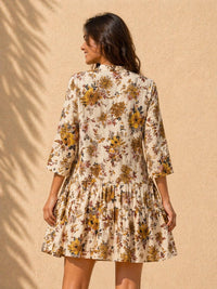 Elegant Floral Printed Tiered Mini Dress for Women – Casual Summer Wear