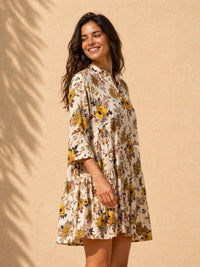 Elegant Floral Printed Tiered Mini Dress for Women – Casual Summer Wear