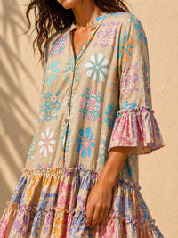 Boho Printed Tiered Mini Dress for Women – Flowy Casual Summer Dress