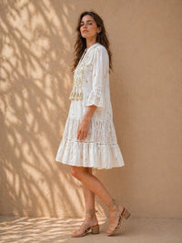 Elegant White Lace Boho Mini Dress for Women – Premium Summer Beachwear