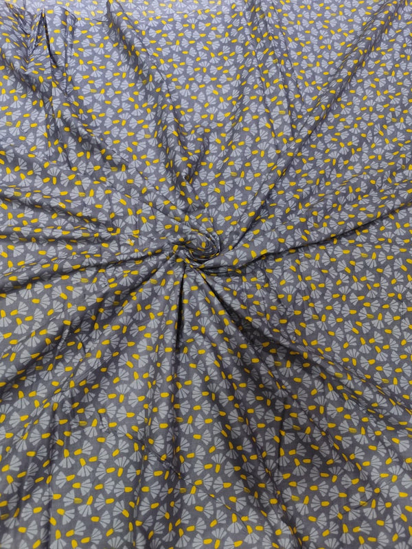 Premium Slate Grey & Mustard Ditsy Floral Pure Cotton Fabric