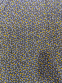 Premium Slate Grey & Mustard Ditsy Floral Pure Cotton Fabric