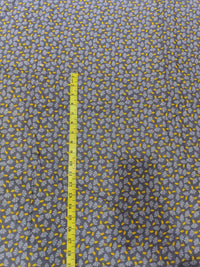 Premium Slate Grey & Mustard Ditsy Floral Pure Cotton Fabric