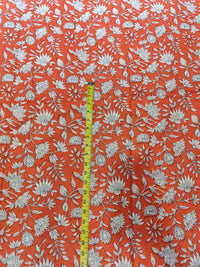 Premium Vibrant Rust Orange Floral Jaal Pure Cotton Fabric
