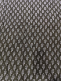 Premium Deep Olive & White Paisley Buti Pure Cotton Fabric
