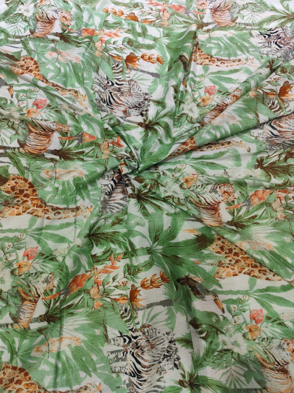 Premium Tropical Safari & Jungle Print Pure Cotton Fabric
