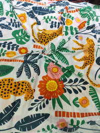 Off-White Tropical Leopard & Botanical Print Cotton Fabric