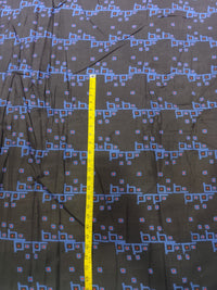 Charcoal Black & Royal Blue Geometric Mosaic Print Cotton Fabric
