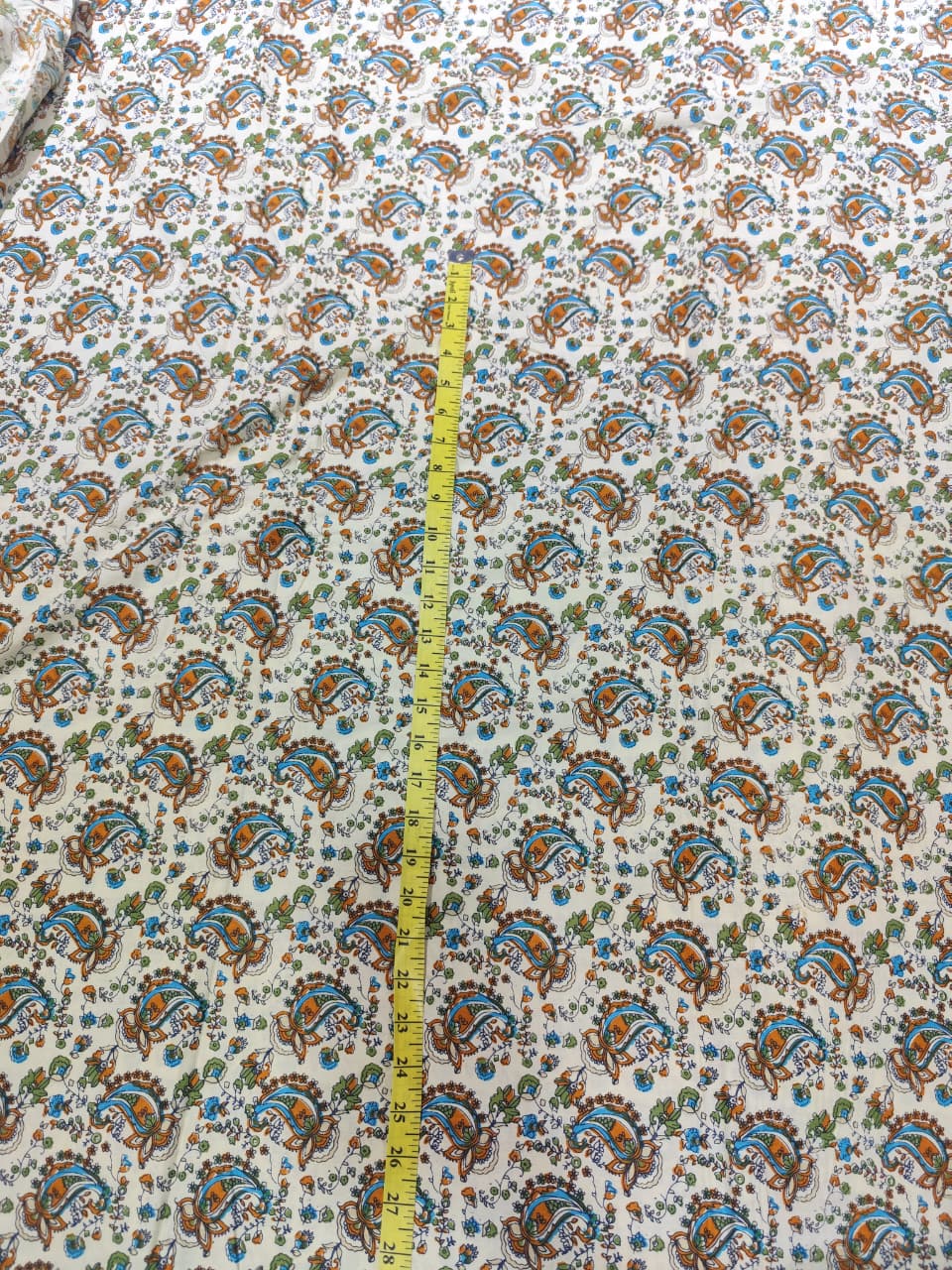 Off-White Paisley & Floral Buti Hand-Block Printed Cotton Fabric