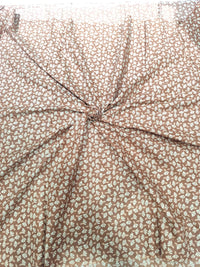 Earthy Rosewood Brown Floral Shrub Hand-Block Printed Cotton Fabric