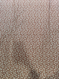 Earthy Rosewood Brown Floral Shrub Hand-Block Printed Cotton Fabric