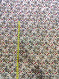 Off-White & Crimson Paisley Jaal Hand-Block Printed Cotton Fabric