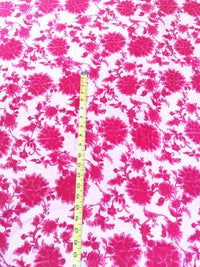 Pastel Pink & Crimson Rose Jaal Print Rayon Viscose Fabric