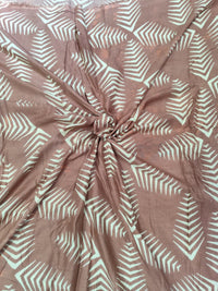 Earthy Taupe Brown Minimalist Fern Print Rayon Viscose Fabric