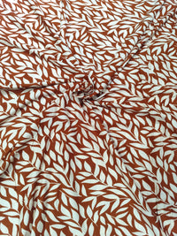 Rust Terracotta Leafy Trail Print Rayon Viscose Fabric